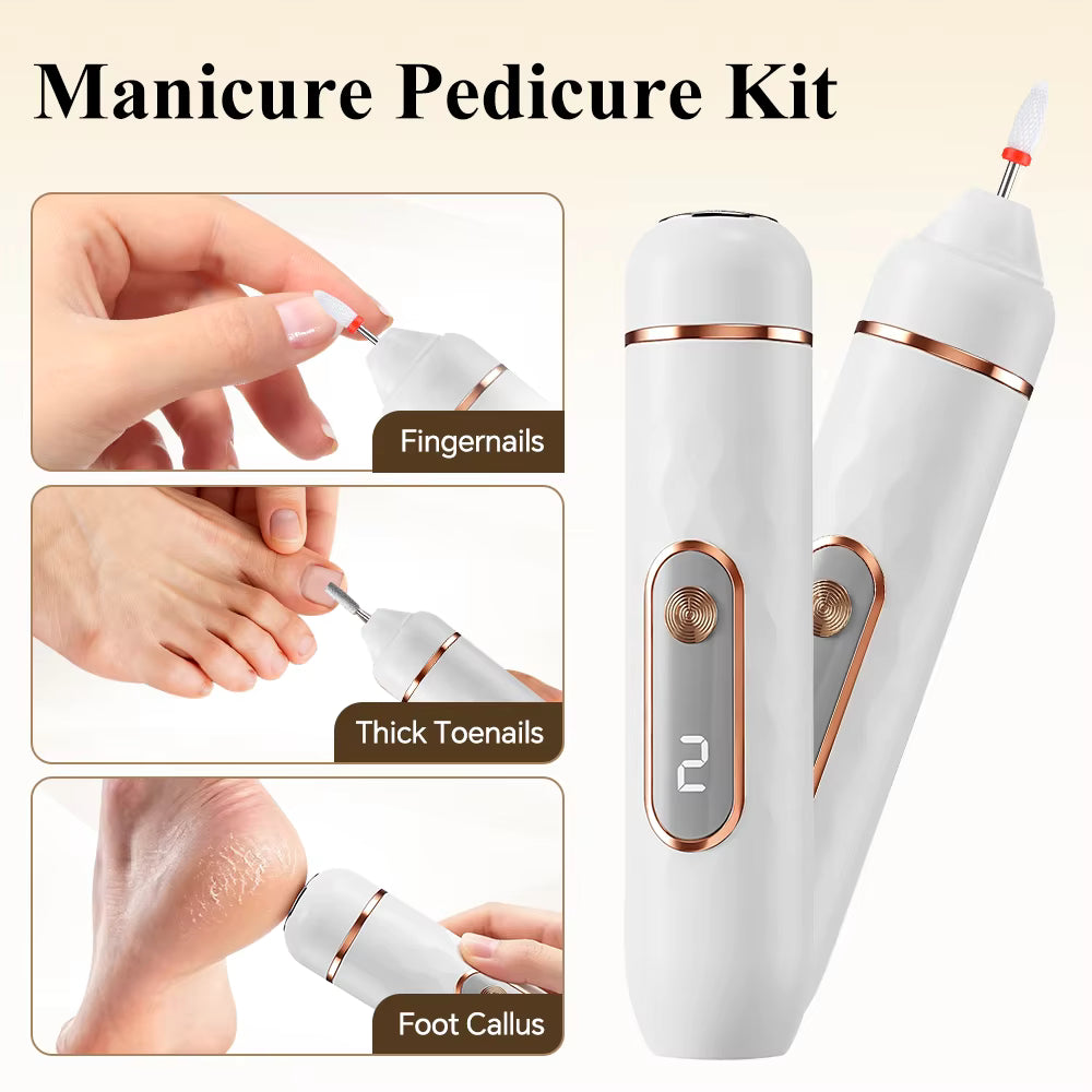 2-in-1 Cordless Manicure & Pedicure Kit with Electric Foot Callus Remover & Nail Drill