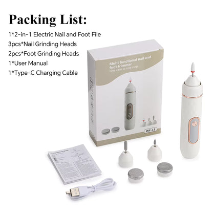 2-in-1 Cordless Manicure & Pedicure Kit with Electric Foot Callus Remover & Nail Drill