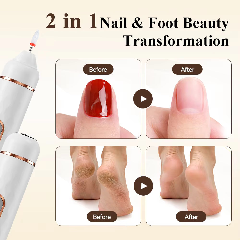 2-in-1 Cordless Manicure & Pedicure Kit with Electric Foot Callus Remover & Nail Drill